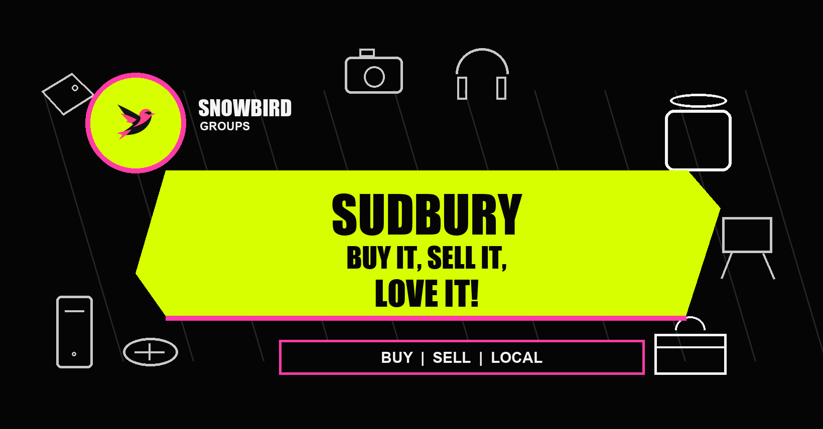 Colourful Sudbury community banner.